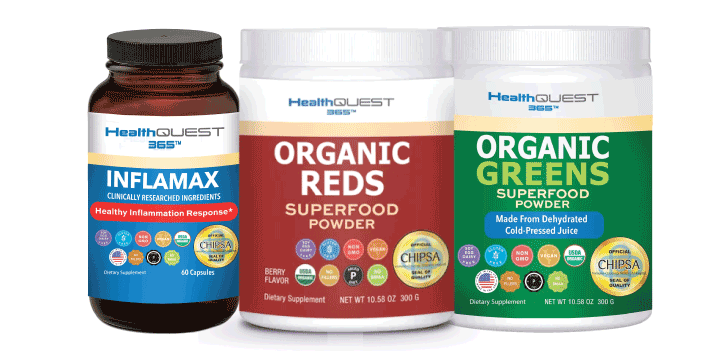 Mix Bundle #2: Organic Greens, Organic Reds And Inflamax Health Quest 365